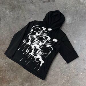 Vintage 2000’s “Drama” Archive Lauren Moshi Distressed Thermal Full Zip Hoodie L